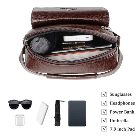 Men’s Crossbody Shoulder Bag - PU Leather - Picture 14 of 14